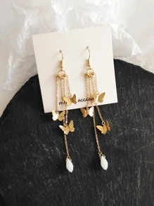 Pendientes largos con mariposa - Multicolor - Ver 4