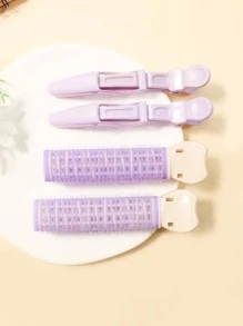 Hair Clips,2Pcs Hair Roller Pin & 2Pcs Hair Clip No-Trace Hair Clips For Thick And Thin Hair - Violet Purple - View 2