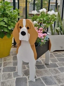 1入組狗狗花園花盆PVC播種機小狗戶外室內草籃子DIY植物家庭裝飾 - 咖啡棕 - 查看 5