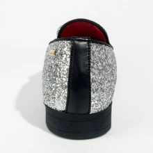 JEKO Mens Glitter Loafers Dress Slip On Party Wedding Penny  Sparkly Shoes - Bạc - Xem 5