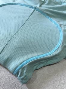 Shorts de ciclismo unicolor tejido de canalé - Azul menta - Ver 6