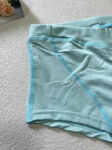 Shorts de ciclismo unicolor tejido de canalé - Azul menta - Ver 5