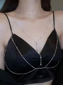 Cadena para cuerpo con diseño de cuenta - Plateado - Ver 5