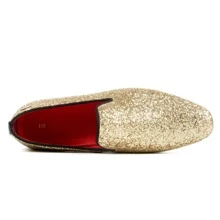JEKO Mens Glitter Loafers Dress Slip On Party Wedding Penny  Sparkly Shoes - Vàng - Xem 3
