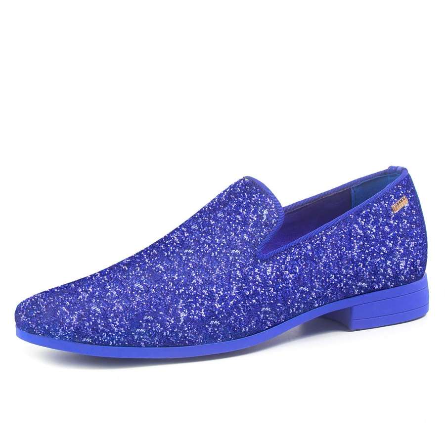 JEKO Mens Glitter Loafers Dress Slip On Party Wedding Penny  Sparkly Shoes - 藍色 - 查看 1