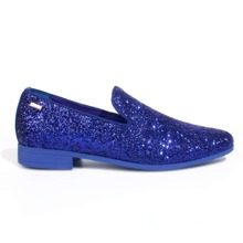 JEKO Mens Glitter Loafers Dress Slip On Party Wedding Penny  Sparkly Shoes - 藍色 - 查看 3