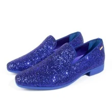 JEKO Mens Glitter Loafers Dress Slip On Party Wedding Penny  Sparkly Shoes - 藍色 - 查看 5