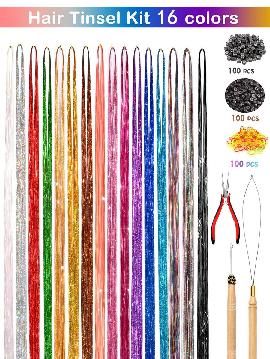 Số lượng lớn tóc tổng hợp thẳng 16 màu 48 dài mà không cần sợi ngang & dụng cụ - Nhiều màu - Xem 1