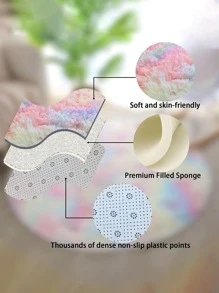 1入組1.4英寸圓形毛茸茸地毯，彩虹漸變風格扎染長毛圓形地毯，採用100％聚酯纖維PV毛絨海綿中層，適用於客廳防滑裝飾地毯，室內裝飾 - 彩色 - 查看 9