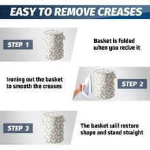 Collapsible Natural Linen Laundry Hamper Basket with Rope Handles (Clothes Bin) - Black - View 5