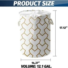 Collapsible Natural Linen Laundry Hamper Basket with Rope Handles (Clothes Bin) - Black - View 4