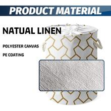 Collapsible Natural Linen Laundry Hamper Basket with Rope Handles (Clothes Bin) - Black - View 7