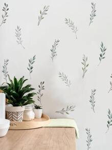 SURELIFE 1片装小清新绿叶花朵小碎花波西米亚墙贴防水pvc可移除艺术贴纸适用于厨房浴室儿童房家居装饰教室装饰墙纸 - 綠色 - 查看 3