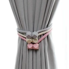 1 PC Polyester Nam Châm Rèm Giữ Lại, Tối Giản Đồng Màu Màn Khóa Cho Gia Đình - Màu xanh nhạt - Xem 2