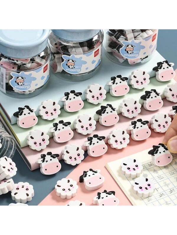 22pcs Cartoon Cow & Sheep Design Eraser, Creative Multipurpose Pencil