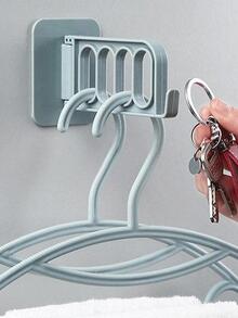 1pc PP Wall Mounted Clothes Hanger Storage Rack, Solid Color Foldable Hanger Organizer For Home - Grey - View 2