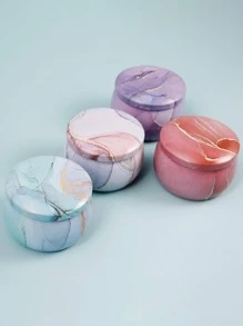 件北歐 Ins 風格鐵罐，大理石圖案，簡約清新，由堅固耐用的馬口鐵製成 - 藍色 - 查看 4