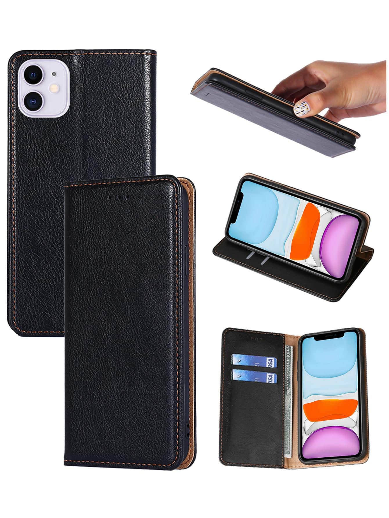 keyunfei Iphone Cases For Men Iphone 16 1pc Black Wallet Style Phone