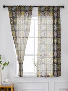 1入組曼陀羅圖案窗紗，現代滌綸家居裝飾窗簾 - 彩色 - 查看 4