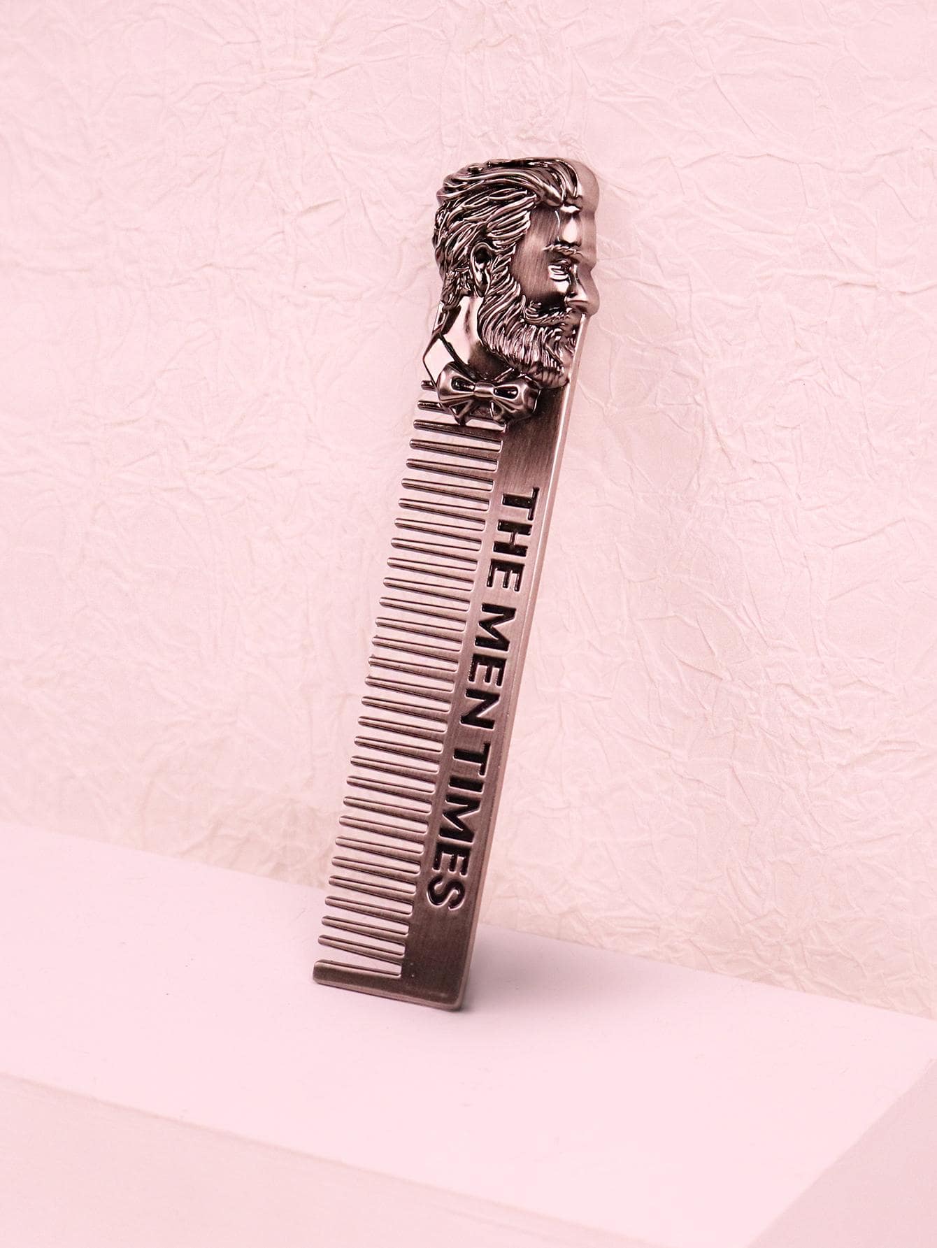 Men Stainless Steel Oil Head & Beard Styling Comb - Dark Grey - View 1