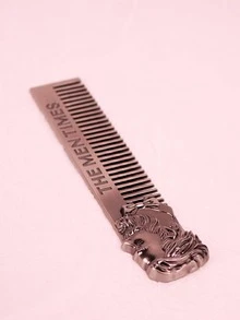 Men Stainless Steel Oil Head & Beard Styling Comb - Dark Grey - View 2