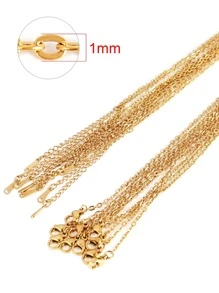 10 Stück 40+5cm Edelstahlketten Halskette gold- und silberfarben, Gliederketten für DIY Schmuckherstellung Zubehör - Goldgelb - Übersicht 2