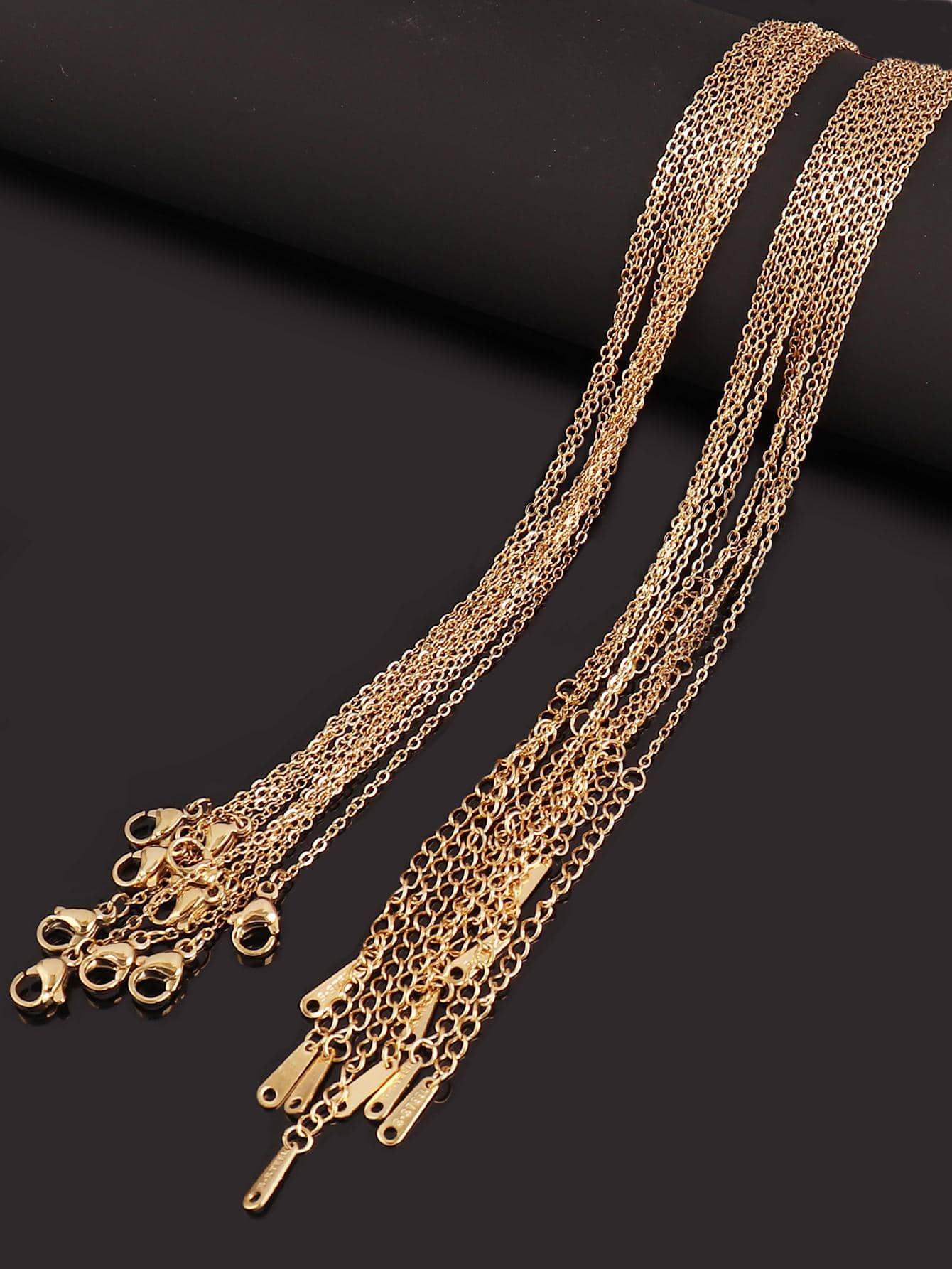 10 Stück 40+5cm Edelstahlketten Halskette gold- und silberfarben, Gliederketten für DIY Schmuckherstellung Zubehör - Goldgelb - Übersicht 1