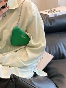 迷你異形包三角形設計字母圖案鏈條帶 - 綠色 - 查看 5