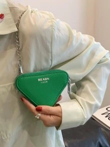 迷你異形包三角形設計字母圖案鏈條帶 - 綠色 - 查看 4