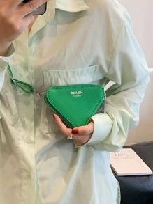 迷你異形包三角形設計字母圖案鏈條帶 - 綠色 - 查看 3