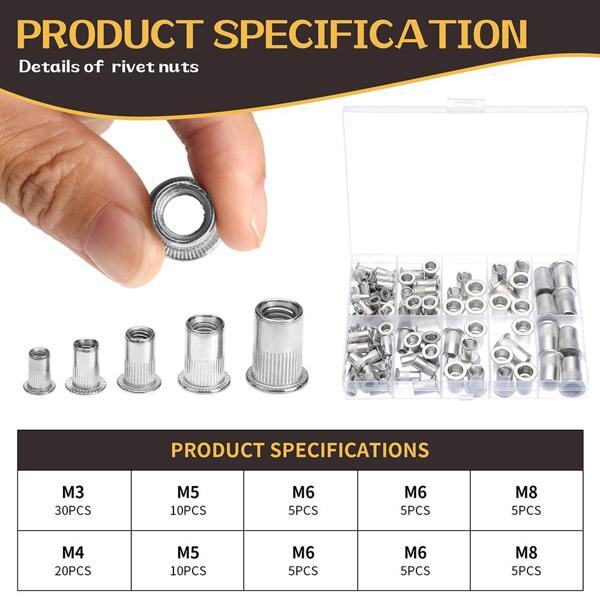 100PCS Aluminium Rivet Nuts Set Nutserts Threaded Insert Nutsert Cap