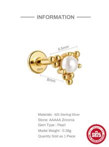 SereneSpark 1 bông tai đinh tán bạc Sterling 925 hình ngôi sao, xỏ khuyên lưng phẳng dành cho nữ, trang sức cao cấp cho tiệc cưới kỷ niệm - Vàng - Xem 5