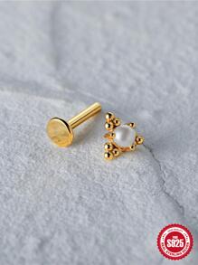 SereneSpark 1 bông tai đinh tán bạc Sterling 925 hình ngôi sao, xỏ khuyên lưng phẳng dành cho nữ, trang sức cao cấp cho tiệc cưới kỷ niệm - Vàng - Xem 6