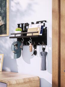 Key Holder For Wall With Home Decoration, Wood Mail Organizer With Double Key Hooks And Mail Holder Design, Wall Mounted Key Hanger Suitable For Entryway, Front Door, Hallway, Office - Black - View 7