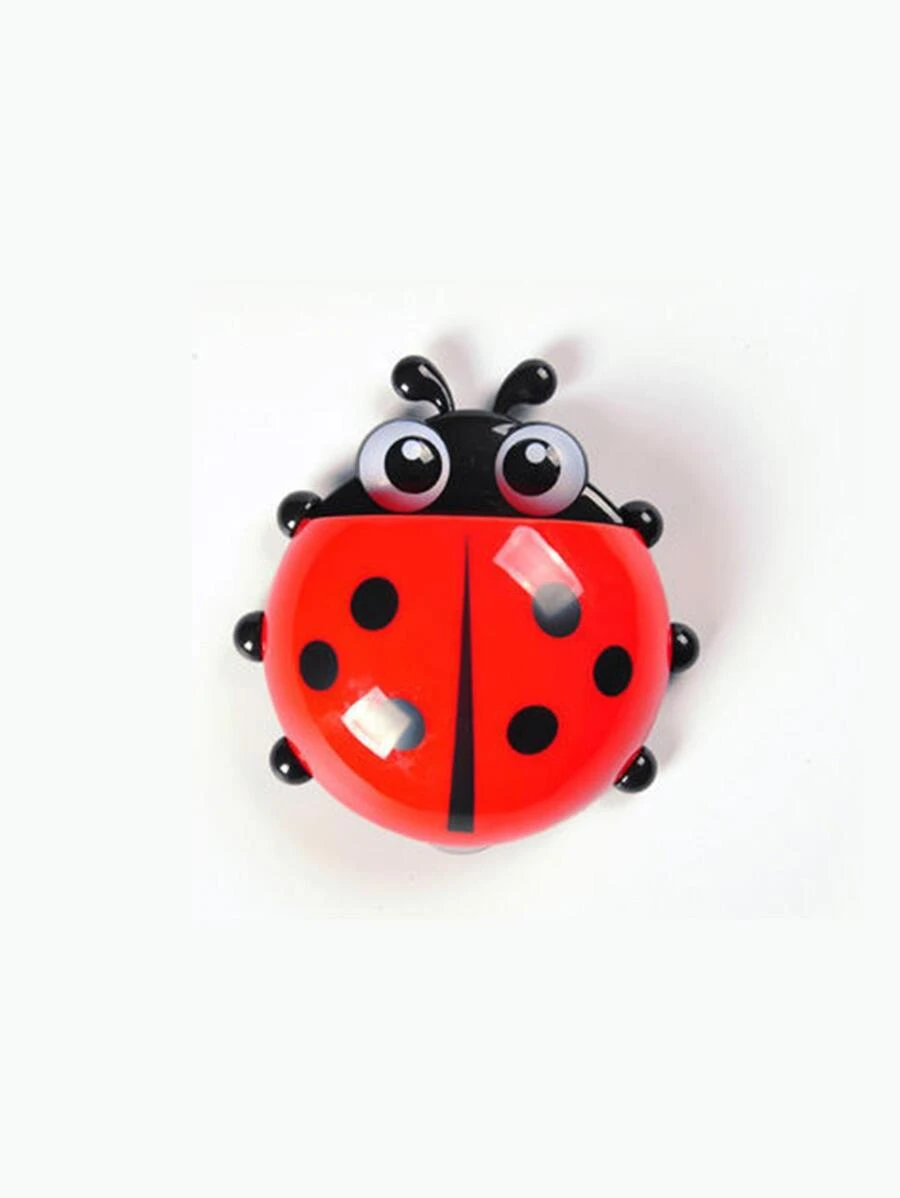 1 pieza mariquita animal insecto Soporte para cepillo de dientes cuarto de baño con dibujos animados Cepillo de dientes Pasta de dientes muro succión Soporte Estante Contenedor Organizador - Rojo - Ver 1