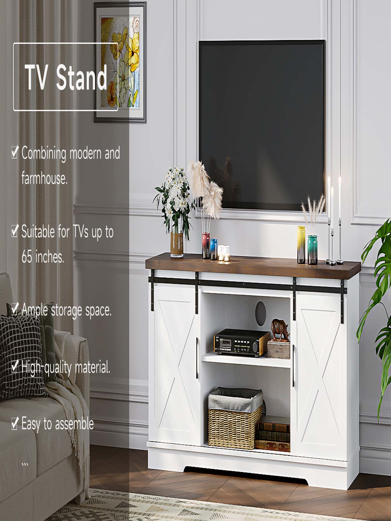 65 inch TV Stand, Modern TV Console TV Media Console Table with