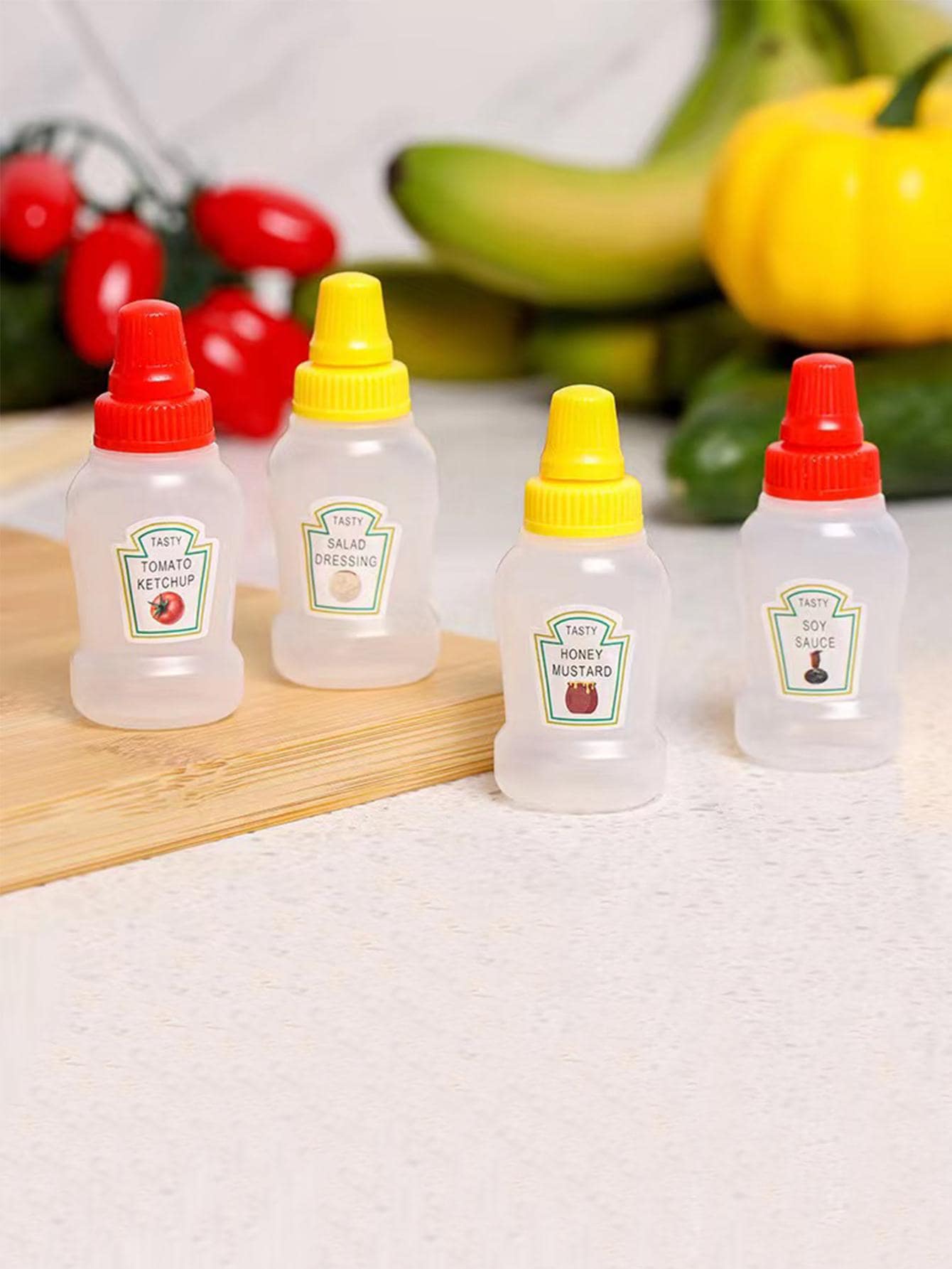 4pcs Mini Portable Seasoning Squeeze Bottle - White - View 6