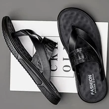 Men's All-match Crocodile Pattern Youth Slippers - Black - View 4