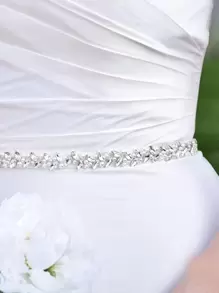 1pc Handmade Faux Pearl & Rhinestone Bridal Wedding Belt Elegant. Valentine's Day Accessories - White - View 1