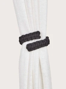 1 cái/2 cái/4 cái Kẹp rèm xoắn dệt bằng Macrame - màu đen - Xem 3
