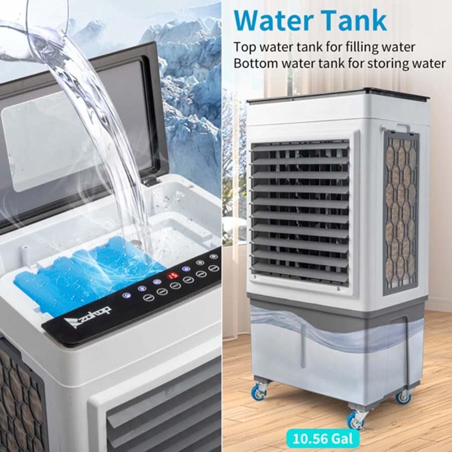 WEKITY 3 in 1 Portable Evaporative Cooler,Indoor,Outdoor,2650CFM