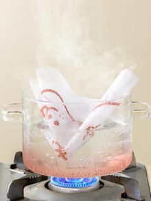 2pcs/set Silicone Steamer Mat, Cartoon Graphic Baking Mat For Kitchen - White - View 5