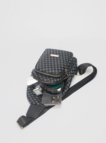 迷你幾何樣式金屬裝飾單肩包耳機洞細節 - 彩色 - 查看 5