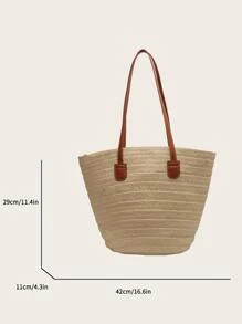 女士草編編織手提包大海灘編織單肩包錢包草編手提包