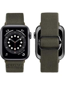 尼龙表带，兼容 38mm、40mm、41mm、42mm、44mm、45mm、46mm、49mm 表盘。柔软、透气、弹性尼龙表带。兼容 Series Ultra/11/10/9/8/7/6/5/4/3/SE。男女皆宜的运动休闲表带。 - 軍綠色 - 查看 2