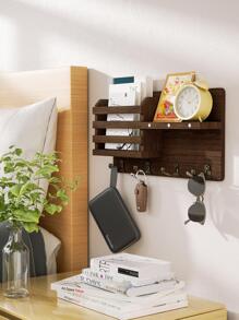 SWTYMIKI Key Holder For Wall With Magnet Hanging, Rustic Wooden Mail Holder With Key Hooks Wall Mounted Key Hanger Organizer For Entryway, Mudroom, Hallway, Bedroom, Living Room And Office - màu nâu - Xem 4