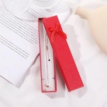 1 hộp quà trang sức hình chữ nhật có trang trí nơ, thích hợp để đóng gói vòng cổ, vòng tay và các phụ kiện khác cho ngày lễ tình nhân - hộp dây chuyền dài - Xem 7