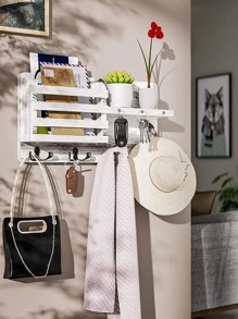 SWTYMIKI Key Holder For Wall With Magnet Hanging, Rustic Wooden Mail Holder With Key Hooks Wall Mounted Key Hanger Organizer For Entryway, Mudroom, Hallway, Bedroom, Living Room And Office - White - View 1