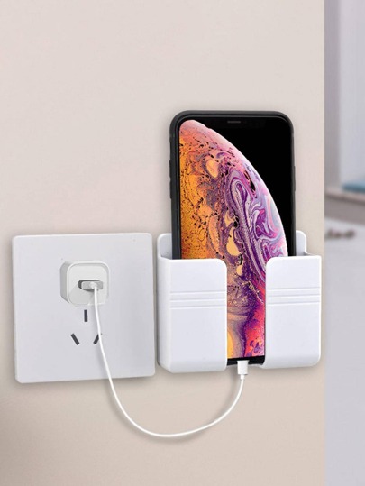 1pc Multifunctional Remote Control And Phone Holder Wall-Mounted Storage Box, Color Random, With Or Without Holes Back To School