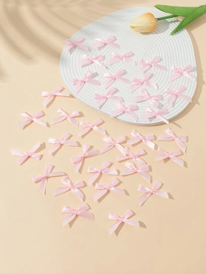 30/50/100pcs Plain Color Bowknots, Lingerie & Sock Decoration, Ribbon Bowknots, Silk Bowknots, Gift Accessories, Decoration For Gift Box, Packaging, Craft Supplies, Ribbon Bows